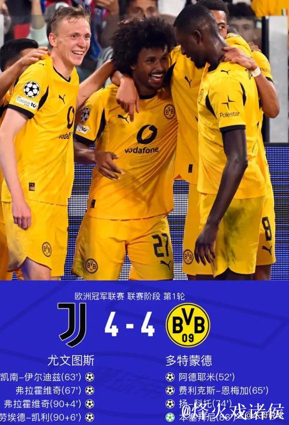 欧冠-弗拉霍维奇两球一助凯利救主 尤文主场4-4激战多特 欧冠-弗拉霍维奇两球一助凯利救主 尤文主场4-4激战多特